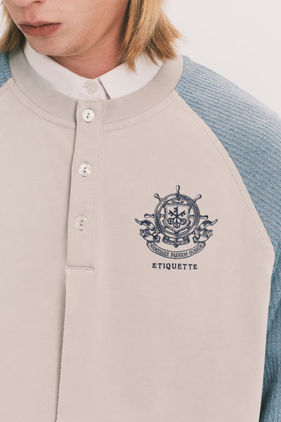 HENLEY LS TWIST TEE SNOW BLUE