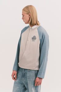 HENLEY LS TWIST TEE SNOW BLUE