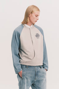 HENLEY LS TWIST TEE SNOW BLUE
