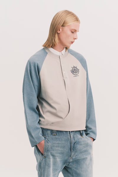 HENLEY LS TWIST TEE SNOW BLUE