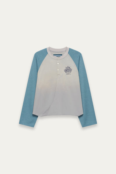 HENLEY LS TWIST TEE SNOW BLUE