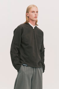 SAILOR LS HALF ZIP DUAL CREWNECK PEPPER GREY