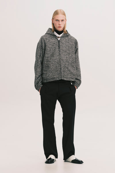 MALI ZIPPER HOODIE SHIRT PEPPER GREY JAQUARD