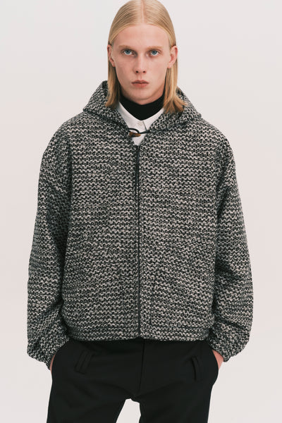 MALI ZIPPER HOODIE SHIRT PEPPER GREY JAQUARD