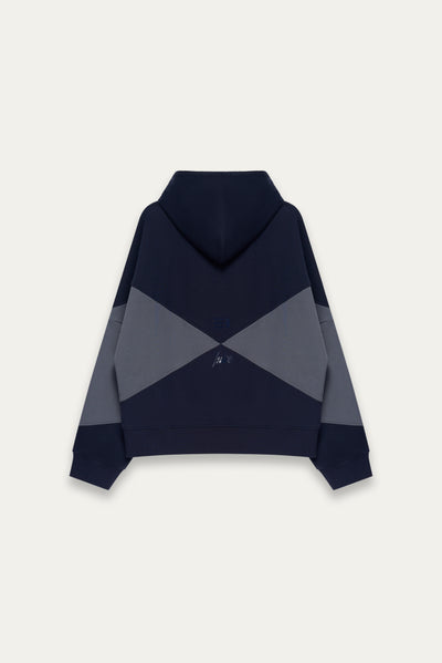 KNIGHT CHECKER BOARD HOODIE FOG NAVY
