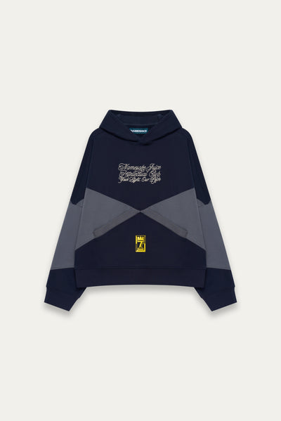 KNIGHT CHECKER BOARD HOODIE FOG NAVY