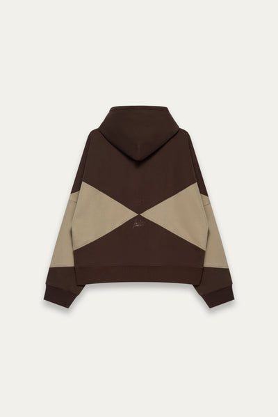 KNIGHT CHECKER BOARD HOODIE SHIITAKE BROWN