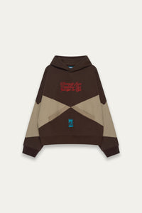 KNIGHT CHECKER BOARD HOODIE SHIITAKE BROWN