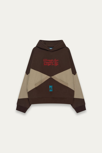 KNIGHT CHECKER BOARD HOODIE SHIITAKE BROWN