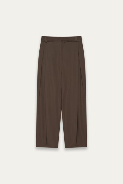 KEVIN PLEATED TROUSERS SHIITAKE BROWN