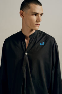 RUS TWIST MANDARIN SHIRT SHIITAKE BROWN