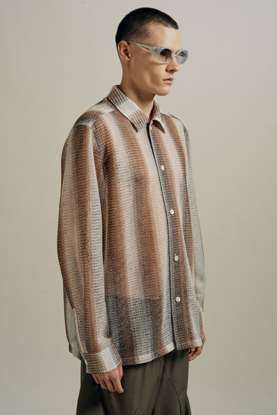 RANDOLPH WEAVE SHIRT SANDSTONE STRIPE