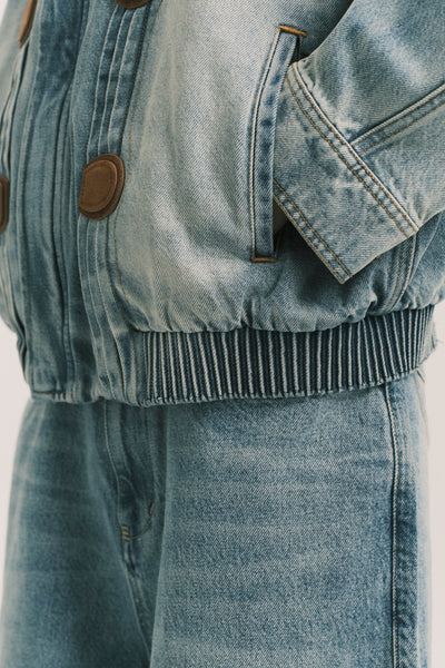 JARVIS DUFFLE DENIM JACKET SUNNY BLUE