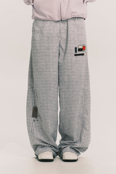 LANKA PLEATED WIDE TROUSERS RECYCLE PLAID