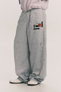 LANKA PLEATED WIDE TROUSERS RECYCLE PLAID