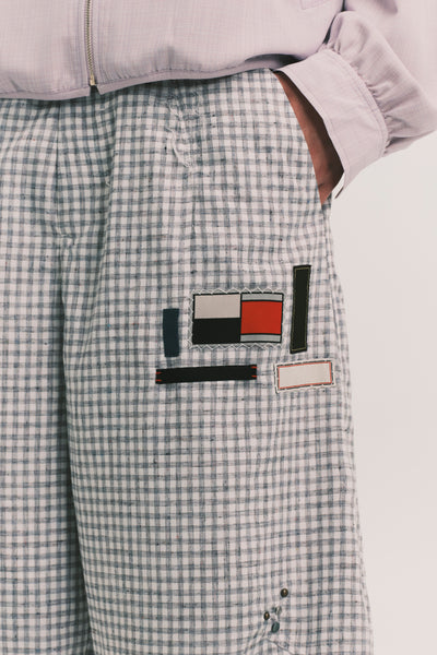 LANKA PLEATED WIDE TROUSERS RECYCLE PLAID