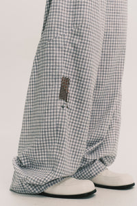 LANKA PLEATED WIDE TROUSERS RECYCLE PLAID