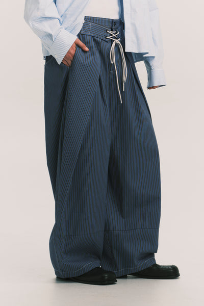 FOLDING WIDE SWIM TROUSERS ROYAL STRIPE