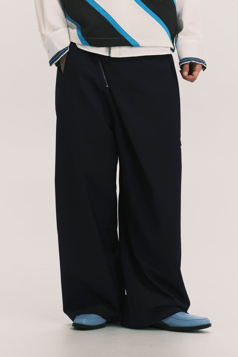 LAMAR ZIP STRAIGHT TROUSERS DEPTH BLUE