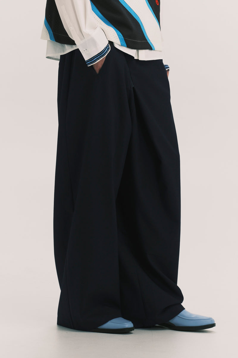 名作,新品 MARKAWARE straight fit trousers 3 LAMAR ZIP STRAIGHT TROUSERS DEPTH BLUE