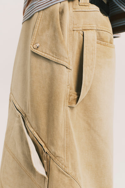 BECKHAM CARGO DENIM SHORTS COKE TAN