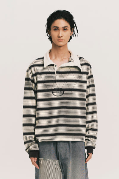 BECKHAM LS POLO SHIRT IVORY INK