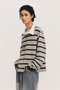 BECKHAM LS POLO SHIRT IVORY INK