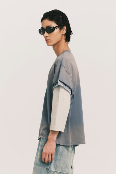 STANDY 3-LAYERED TEE FOG BLUE