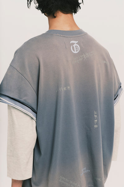 STANDY 3-LAYERED TEE FOG BLUE