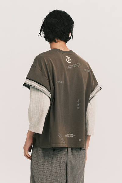 STANDY 3-LAYERED TEE PUBBLE GREY