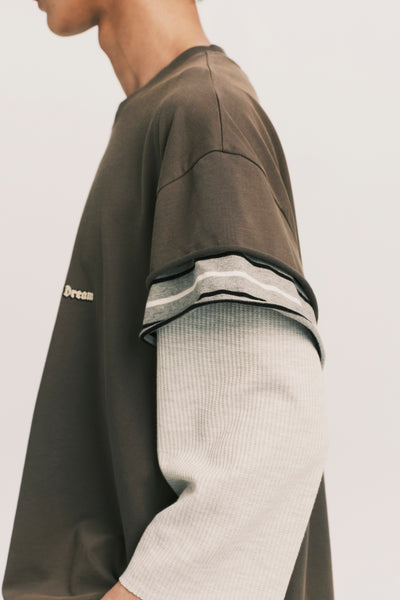 STANDY 3-LAYERED TEE PUBBLE GREY