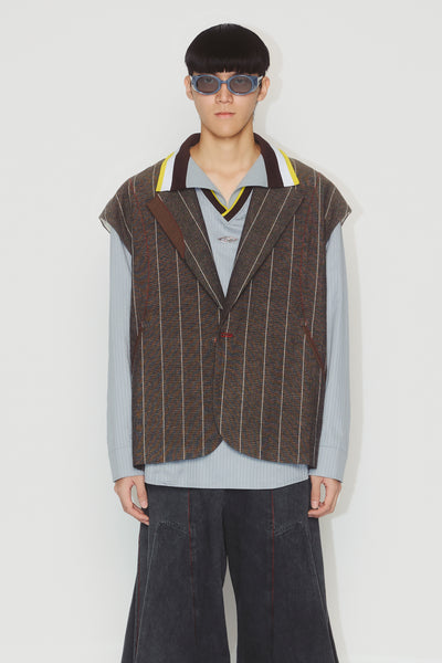BRUNS SUIT VEST WEAVED STRIPE