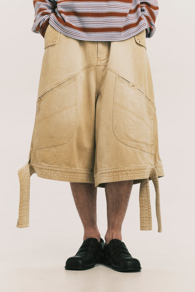 BECKHAM CARGO DENIM SHORTS COKE TAN