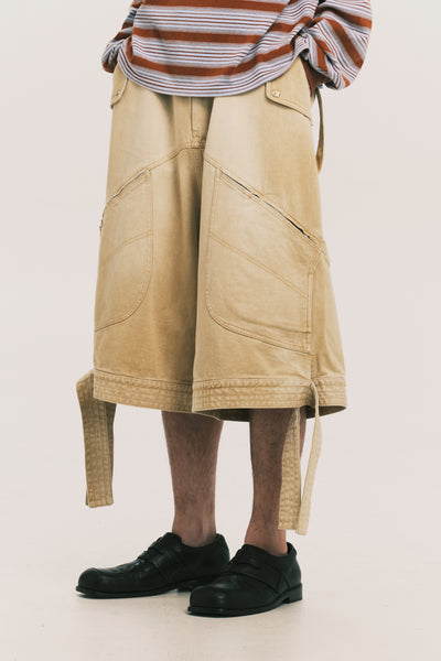 BECKHAM CARGO DENIM SHORTS COKE TAN