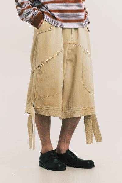 BECKHAM CARGO DENIM SHORTS COKE TAN