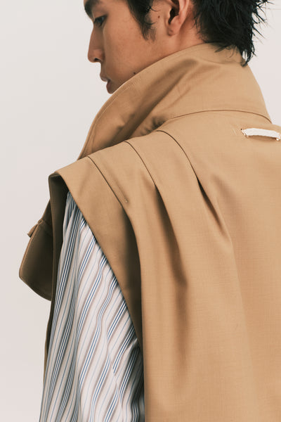 OTTO PLEATED CARGO VEST SCOUT KHAKI