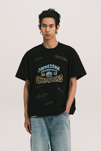 TOBI OVERSIZED CHAMPION TEE EUPHORIC BLACK