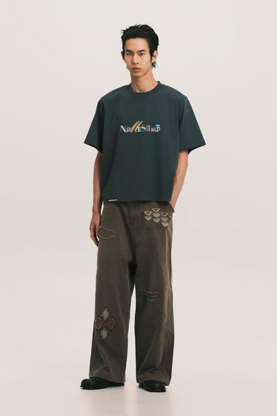 MARYS CROPPED CRAYONS TEE FOG BLUE