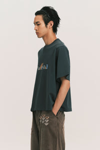 MARYS CROPPED CRAYONS TEE FOG BLUE