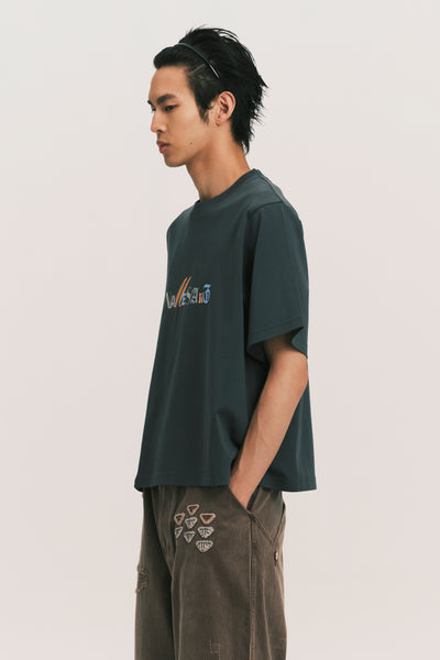 MARYS CROPPED CRAYONS TEE FOG BLUE