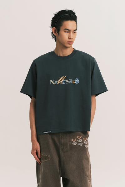 MARYS CROPPED CRAYONS TEE FOG BLUE