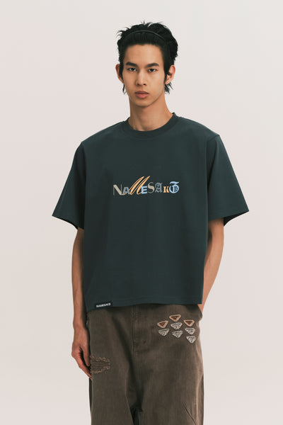 MARYS CROPPED CRAYONS TEE FOG BLUE