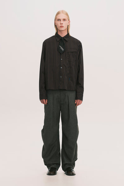 TOWSON PLEATED DENIM TROUSER BROWN HERRINGBONE (NAMESAKE EXCLUSIVE)