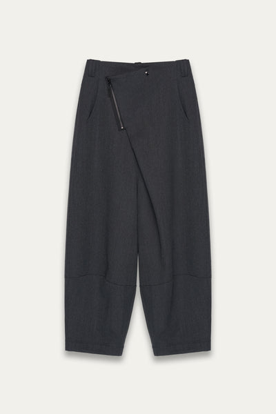 LAMAR ZIP CARROT WIDE TROUSERS ASH GREY