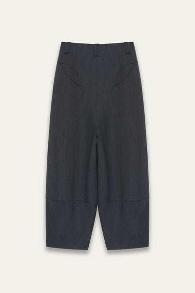 LAMAR ZIP CARROT WIDE TROUSERS ASH GREY