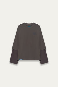 MAYO OVERSIZED GLOBE DOUBLE SLEEVE TEE PUBBLE GREY