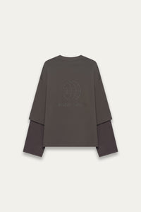 MAYO OVERSIZED GLOBE DOUBLE SLEEVE TEE PUBBLE GREY