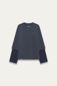 MAYO OVERSIZED GLOBE DOUBLE SLEEVE TEE DEPTH BLUE