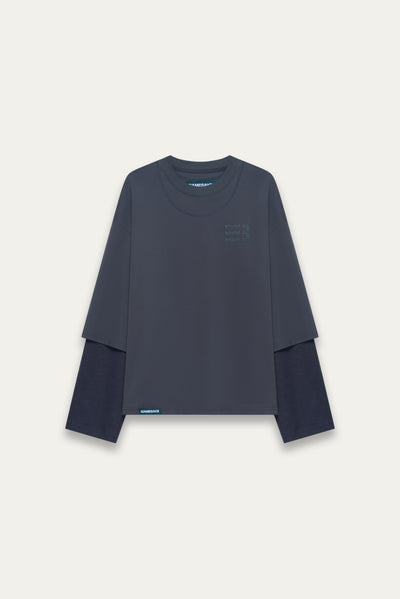 MAYO OVERSIZED GLOBE DOUBLE SLEEVE TEE DEPTH BLUE