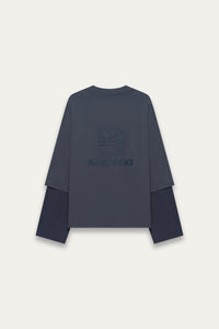 MAYO OVERSIZED GLOBE DOUBLE SLEEVE TEE DEPTH BLUE